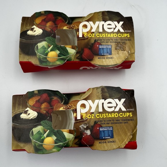 Pyrex Other - NEW! Pyrex Scalloped Custard Cups 6oz 463-D-N Mades in USA RARE 2 Pack, 8 Cups